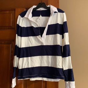 J Crew long sleeve striped top with button down front - NWT